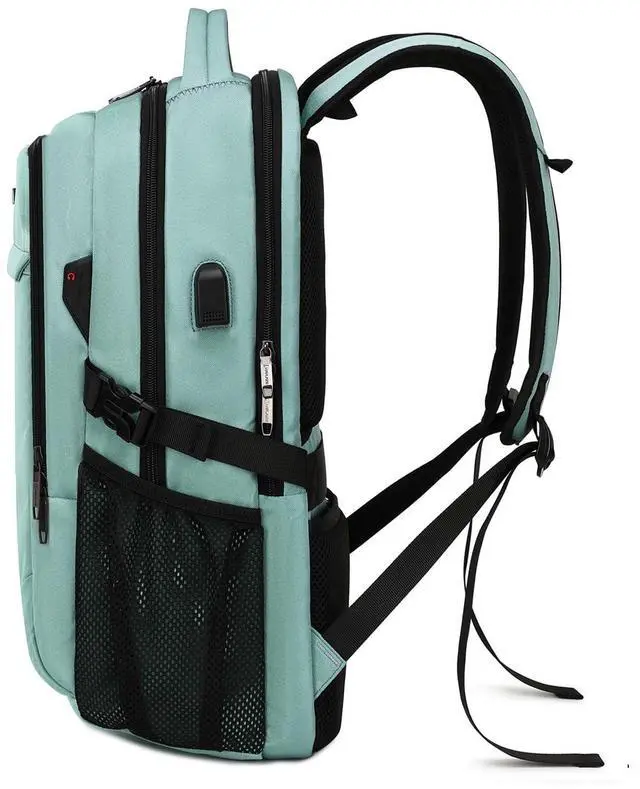 Alt view image 4 of 5 - DUSLANG 17 Inch Laptop Backpack for Travel Water Resistant College Backpack for Men/Women Laptop Bag with USB Charging Port and Clear Cosmetic Toiletry Bag, Green A