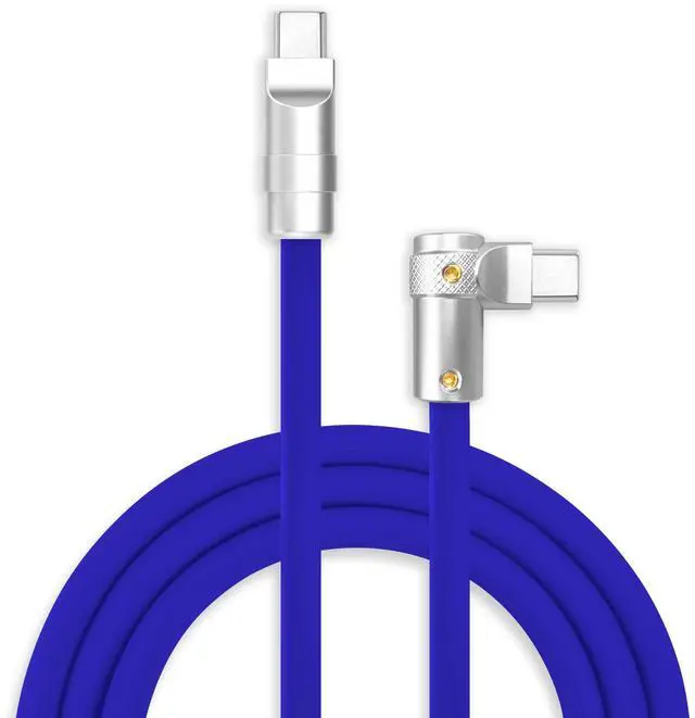 Main image of chubbycable FlexElbow 90 Degree 240W Fast Charging Cable Right Angle USB C Cable Silicone Charging Cord Compatible with iPhone 17-15 Series iPad, Dark Blue, Type-C to Type-C, 0.32FT