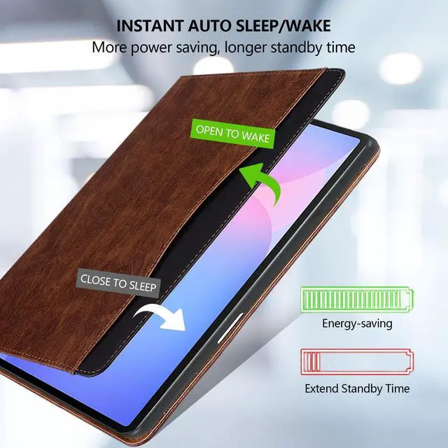 Alt view image 2 of 5 - TIPOYOROOS Case for Samsung Galaxy Tab S10 FE Plus 13.1 Inch 2025 (SM-X620/SM-X626B) Smart Cover with Pocket & Pencil Holder, Business PU Leather with Card Slot, Brown