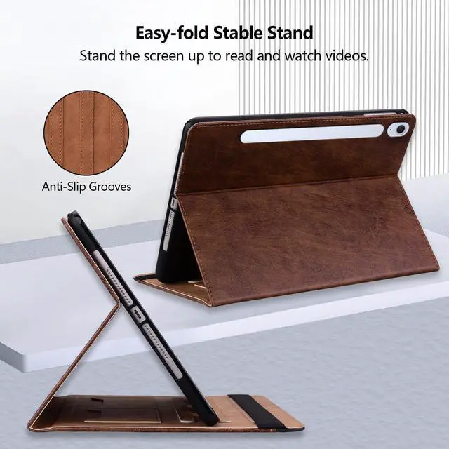 Alt view image 5 of 5 - TIPOYOROOS Case for Samsung Galaxy Tab S10 FE Plus 13.1 Inch 2025 (SM-X620/SM-X626B) Smart Cover with Pocket & Pencil Holder, Business PU Leather with Card Slot, Brown