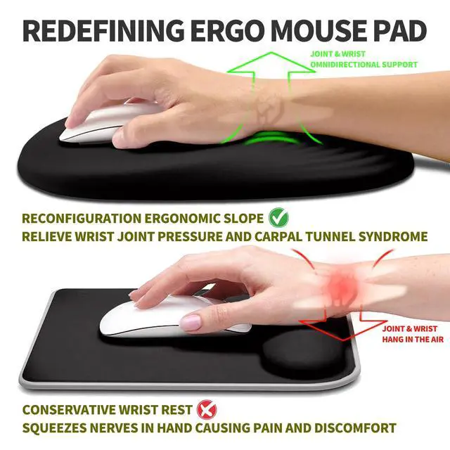 Alt view image 2 of 5 - Hokafenle Ergonomic Mouse Pad Wrist Support, Terraced Slope Carpal Tunnel Wrist Pad for Mouse with Unibody Memory Foam, Wrist Rest Pain Relief Mousepad (Dark Night, 11.8x7.9 in)