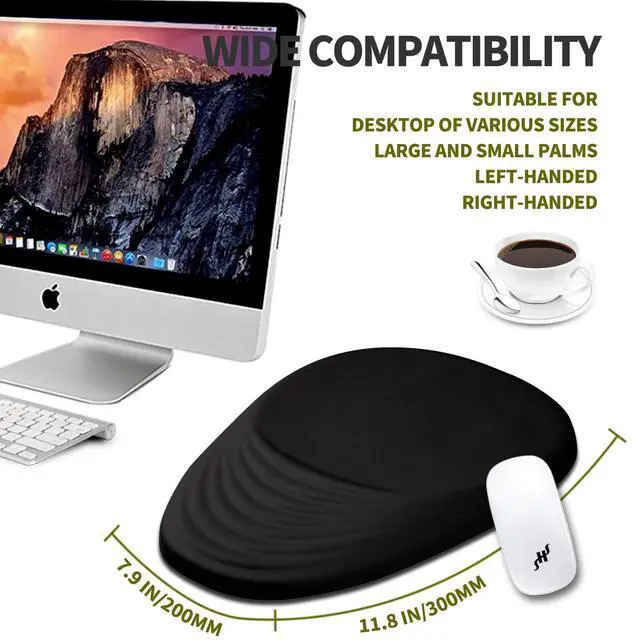 Alt view image 4 of 5 - Hokafenle Ergonomic Mouse Pad Wrist Support, Terraced Slope Carpal Tunnel Wrist Pad for Mouse with Unibody Memory Foam, Wrist Rest Pain Relief Mousepad (Dark Night, 11.8x7.9 in)