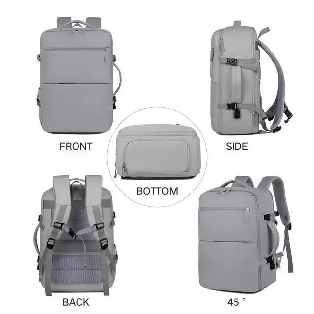 Alt view image 2 of 5 - Endaycon Travel Backpack for Women, Waterproof Laptop Backpack with USB Charging Hole, Airplane Travel Essentials