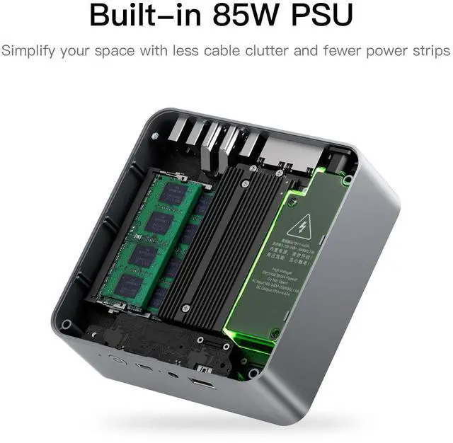 Alt view image 2 of 5 - Beelink Mini PC, EQi12 Mini Computers Intel i5-1235U(Up to 4.4GHz) 10C/12T, Micro PC 16GB DDR4 RAM 500GB M.2 NVMe SSD, Desktop Computer 4K@60Hz/HDMI&DP/WiFi6/BT5.2/Gigabit Ethernet/HTPC/W-11 Pro
