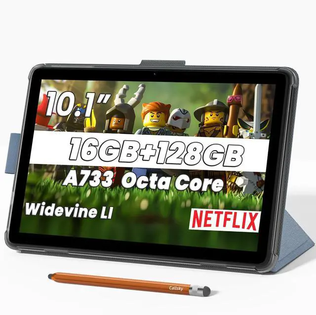 Main image of Tablet, 10.1" Android 15 Tablet with A733 Octa-core Processor, 16GB RAM 128GB ROM (Up to 2 TB), 800 x 1280 Resolution, Wi-Fi 6 & Bluetooth 5.2, 6000mAh Battery, Tablets PC with Stand Case & Stylus