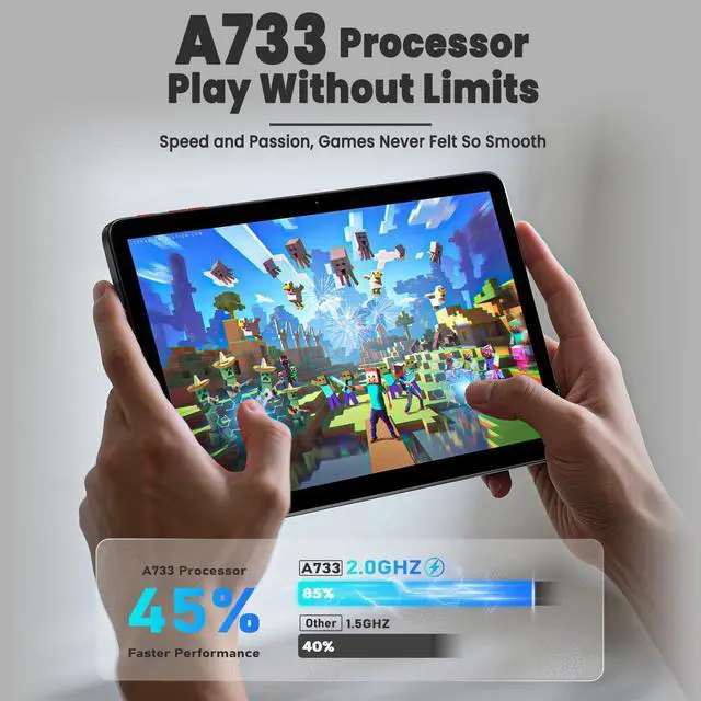 Alt view image 2 of 5 - Tablet, 10.1" Android 15 Tablet with A733 Octa-core Processor, 16GB RAM 128GB ROM (Up to 2 TB), 800 x 1280 Resolution, Wi-Fi 6 & Bluetooth 5.2, 6000mAh Battery, Tablets PC with Stand Case & Stylus