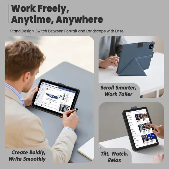 Alt view image 3 of 5 - Tablet, 10.1" Android 15 Tablet with A733 Octa-core Processor, 16GB RAM 128GB ROM (Up to 2 TB), 800 x 1280 Resolution, Wi-Fi 6 & Bluetooth 5.2, 6000mAh Battery, Tablets PC with Stand Case & Stylus