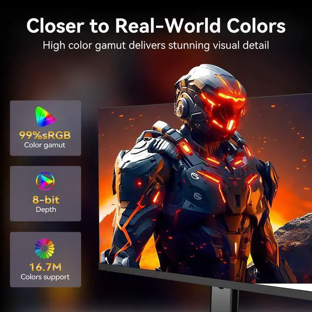 Alt view image 4 of 5 - Great voell 27 Inch Computer Monitor 2K QHD(2560 * 1440) 100Hz Gaming Monitor, VA Panel, FreeSync, HDR10, 1500:1Typ, 100% sRGB, FreeSync, HDMI/DP/USB, Design VESA (100 x 100mm)