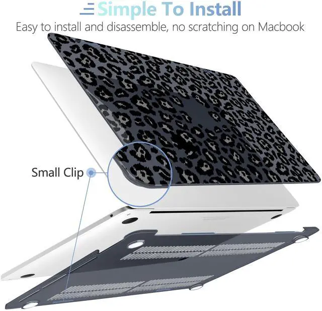 Alt view image 4 of 5 - MEEgoodo for MacBook Pro 13 inch Case 2022 2021 2020 A2338 M2/M1 A2251 A2289 with Touch ID,Clear Laptop Hard Shell Cases with Keyboard Webcam Cover&Trackpad Film & Type C Adapter, Snow Leopard Texture