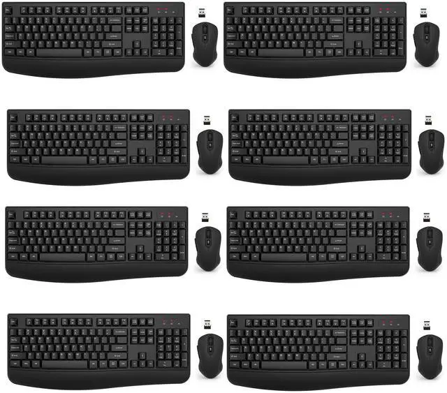 Main image of Wireless Keyboard and Mouse Combo, EDJO 2.4G Full-Sized Ergonomic Computer Keyboard with Wrist Rest and 3 Level DPI Adjustable Wireless Mouse for Windows, Mac OS Desktop/Laptop/PC(8 Pack)