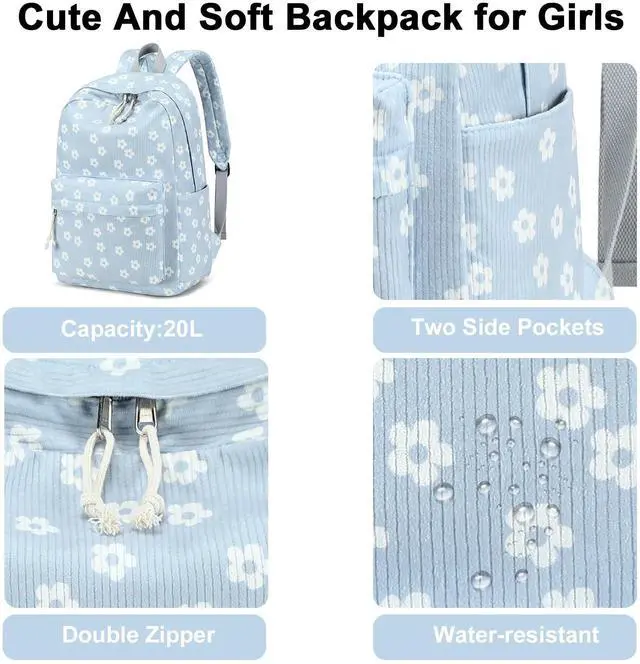 Alt view image 4 of 5 - BTOOP School Backpack for Teens Large Corduroy Bookbag Lightweight 15.6 inch Laptop Bag for Girls Women Casual High School College