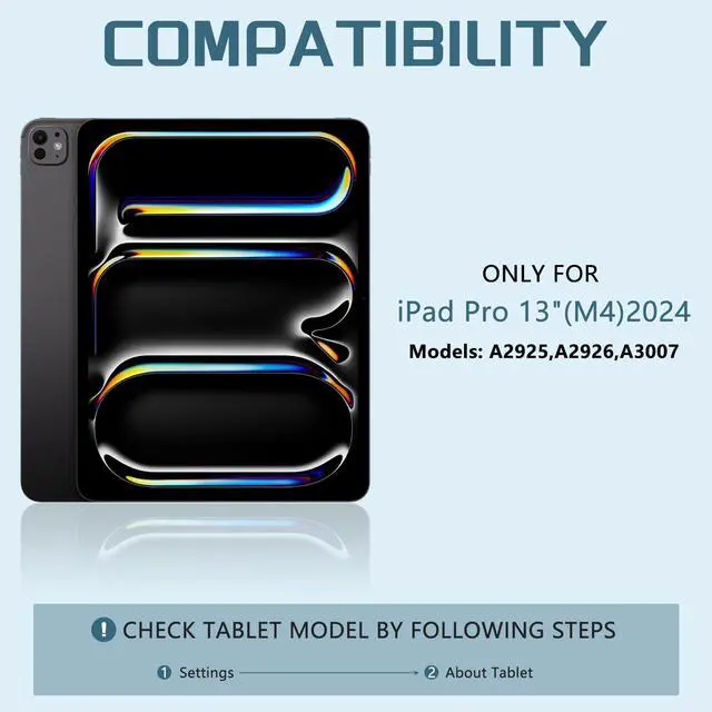 Alt view image 2 of 5 - for iPad Pro 13 Inch (M4) 2024 Case with Keyboard, Magnetic Detachable - 7 Color Backlit Keyboard Case for iPad Pro 13 (M4), Rechargeable Wireless Keyboard Cover with Pencil Holder (Blue)