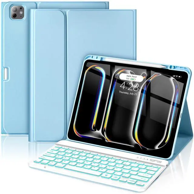 Main image of for iPad Pro 13 Inch (M4) 2024 Case with Keyboard, Magnetic Detachable - 7 Color Backlit Keyboard Case for iPad Pro 13 (M4), Rechargeable Wireless Keyboard Cover with Pencil Holder (Blue)