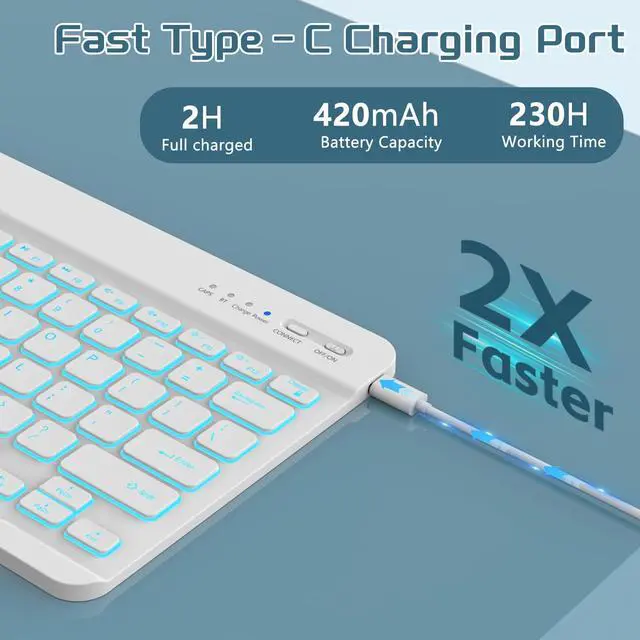 Alt view image 5 of 5 - for iPad Pro 13 Inch (M4) 2024 Case with Keyboard, Magnetic Detachable - 7 Color Backlit Keyboard Case for iPad Pro 13 (M4), Rechargeable Wireless Keyboard Cover with Pencil Holder (Blue)