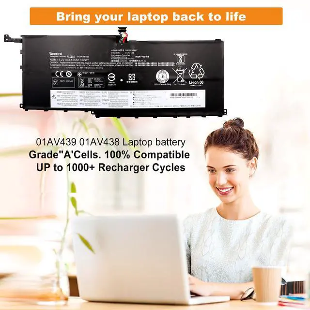 Alt view image 2 of 5 - BOWEIRUI 01AV438 01AV439 00HW028 01AV458 SB10F46466 Battery for thinkpad x1 Yoga gen Battery for Thinkpad X1 Carbon 4th Gen 4 2016 ThinkPad X1 Yoga Gen1/Gen2 Series CBG516-1H AP22ABN AP22A8N