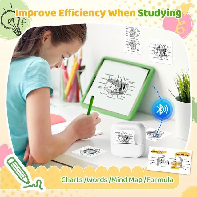 Alt view image 3 of 5 - Ponek Print Pods Mini Printer, Sticker Maker Machine M02X, Mini Portable Pocket with Sticker, Bluetooth Inkless Receipt for Phone, Thermal Portable Printer for Journal, Note, Photos, Learning