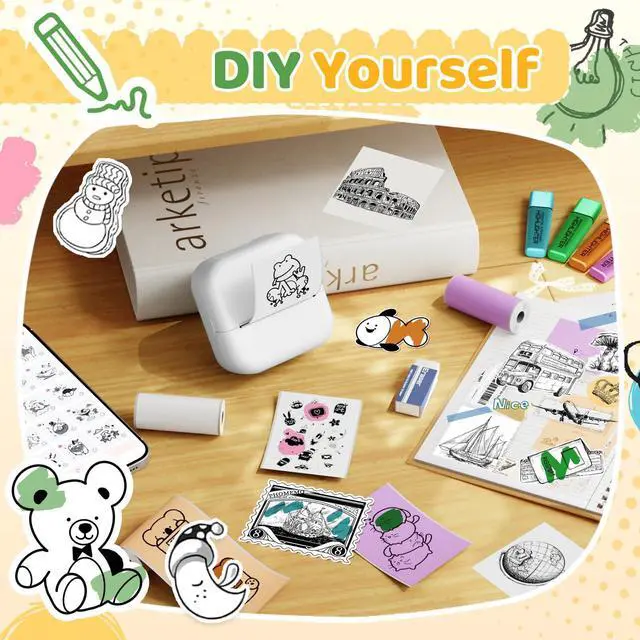 Alt view image 4 of 5 - Ponek Print Pods Mini Printer, Sticker Maker Machine M02X, Mini Portable Pocket with Sticker, Bluetooth Inkless Receipt for Phone, Thermal Portable Printer for Journal, Note, Photos, Learning