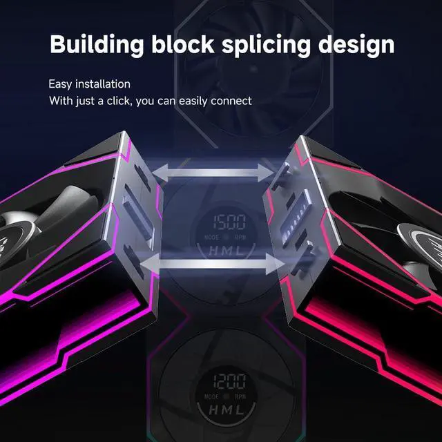 Alt view image 4 of 5 - Jungle Leopard Interstellar V4 140mm Case Fan|Computer Cooling PC ARGB CPU Cooler Daisy Chain Fan|Three-Mode Digital Display|Infinity Mirror Design|600-2100 4Pin PWM Control(Black-1Pc)