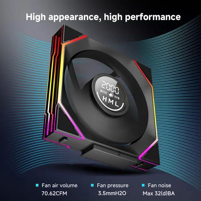 Alt view image 5 of 5 - Jungle Leopard Interstellar V4 140mm Case Fan|Computer Cooling PC ARGB CPU Cooler Daisy Chain Fan|Three-Mode Digital Display|Infinity Mirror Design|600-2100 4Pin PWM Control(Black-1Pc)