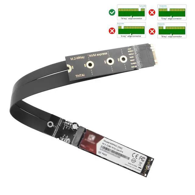Alt view image 5 of 5 - ELFJMZP M.2 NVMe SSD Extension Cable M2 M-Key NVME Male to Female Adapter for Motherboard SSD 2230/2242/2260/2280 NVME Support only (33 cm/13 in)