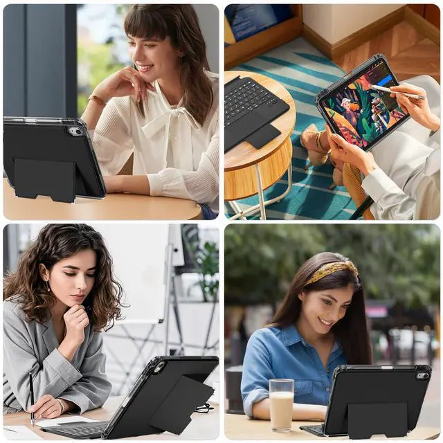 Alt view image 3 of 5 - kenke for iPad Air 11 Inch (M3/M2, 2025/2024)  5th/4th Generation Case with Multi-Touch Trackpad Detachable Keyboard- 7 Colors Backlit, Portrait/Raised Modes, Adjustable Stand, Removable Cover, Black