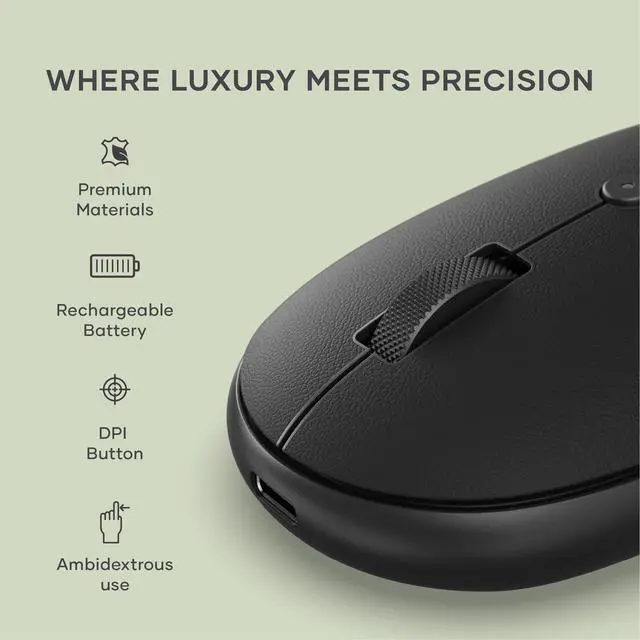 Alt view image 2 of 5 - Satechi OntheGo Bluetooth Mouse with USB C Rechargeable Battery, Connect up 3 Devices, Compact and Portable Wireless Mouse for Laptop, Computer, Tablet  Black