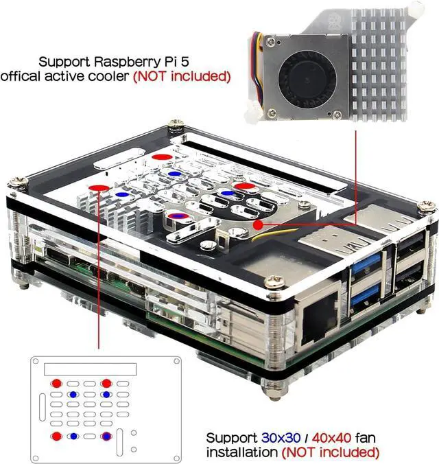 Alt view image 2 of 5 - Raspberry Pi 5 Ultimate Starter Kit (8GB RAM)/Raspberry Pi OS Pre-Installed(128GB Edition)/Transparent Case with Low Noise Fan&Heatsinks Set / 27W USB-C Power Supply/ 2er Set of 4K Micro HDMI Cables
