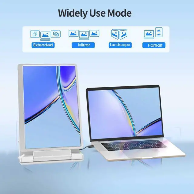 Alt view image 3 of 5 - WEU Laptop Screen Extender, 14" 1200P FHD Triple Monitor for Laptop Extension- 205° Rotate Portable Dual Monitor Screen for 12-16.5" Laptops Type-C/HDMI/USB-A Plug & Play for Wins/Mac/Chro