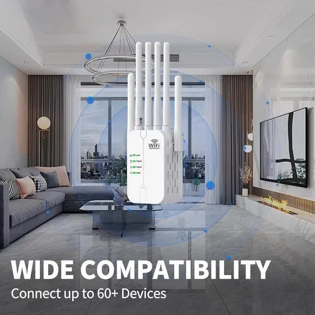 Alt view image 2 of 5 - 2025 New WiFi Extender Signal Booster,WiFi Extender,WiFi Repeater with Ethernet Port, 6 Antennas 360°, Coverage up to 11000 Sq. Ft. for 35+ Devices Home WiFi Repeater 1-Tap Setup (AP610M)