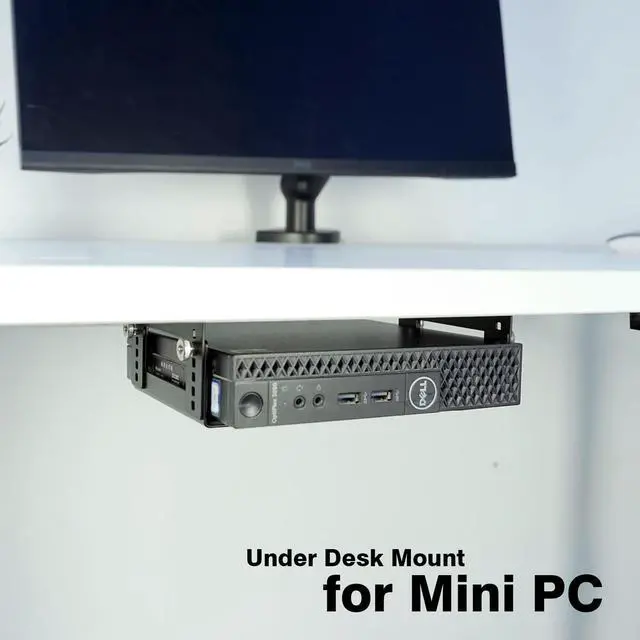 Alt view image 3 of 5 - Under Desk Mini PC Mount Bracket  5-Level Height Adjustable (1.8" to 3.3"), Width-Adjustable Metal CPU Holder for Mac mini M4/Small PCs ,Includes Screws & Positioning Template for Easy Installation