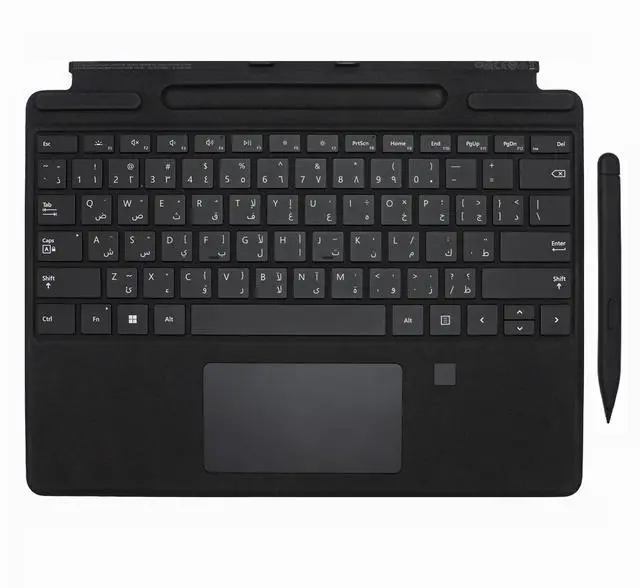 Main image of English and Arabic Pro 11 Bilingual Signature Keyboard with Slim Pen 2 Compatible with Microsoft Surface Pro 9 10 11 Keyboard Slim Pen, Black