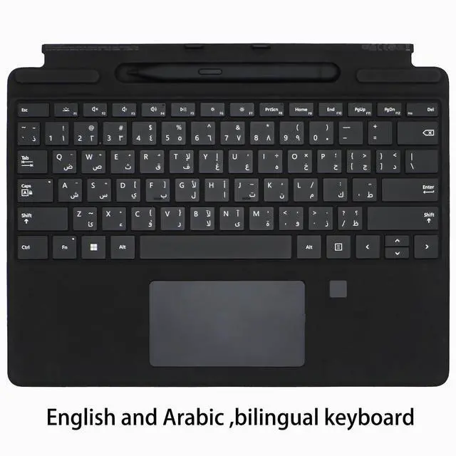 Alt view image 2 of 4 - English and Arabic Pro 11 Bilingual Signature Keyboard with Slim Pen 2 Compatible with Microsoft Surface Pro 9 10 11 Keyboard Slim Pen, Black
