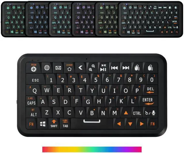 Alt view image 3 of 5 - Winmax B1 Pro Mini Wireless Keyboard with Solid-State Retro Clicky Keycaps,84g Ultra-Light, 30-Day Battery, BT/2.4G, Air Mouse Gestures, RGB Backlit, Smartphones/HTPC/IPTV/Tablet (iOS/Android/Win/Mac)