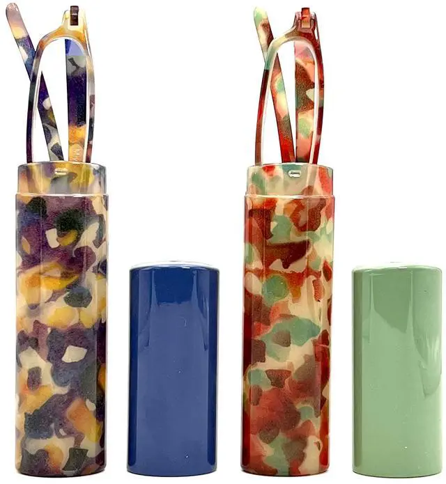 Main image of MIYUI JAPAN 2 Pack Blue Light Blocking Slim Reading Glasses Small Tube Readers Lightweight Portable Reading Glasses Men Women 3.0