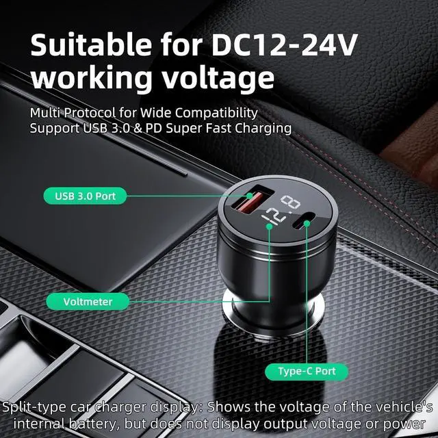 Alt view image 2 of 5 - daboot Starlink Mini Cable + PD120W 12-48V Car Cigarette Lighter Adapter with USB A & Type-C Port and Voltmeter, 16 AWG USB C to DC Power Cable Starlink Mini Accessories (5M/16.4FT)