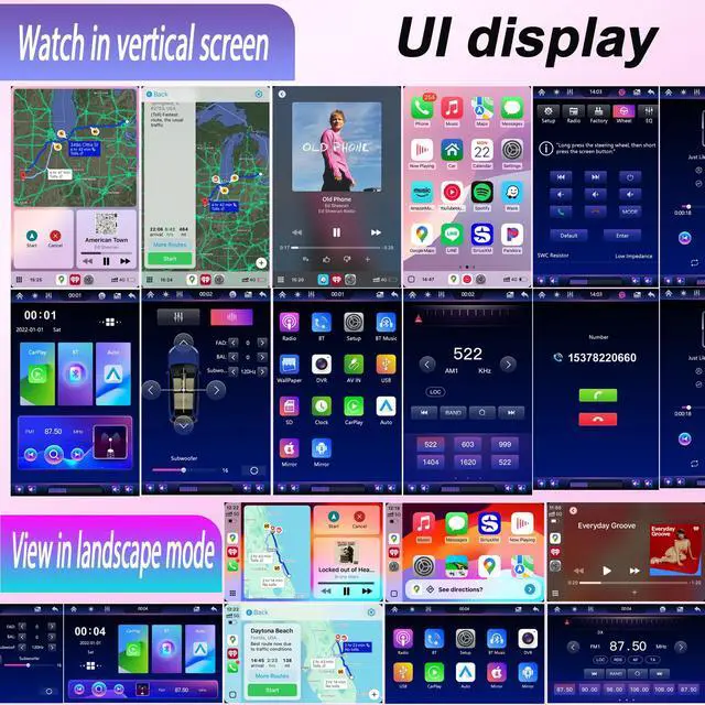 Alt view image 5 of 5 - AmoyJebit 10.4" Single Din Car Stereo Wireless Carplay, Rotating HD 1280 * 800 IPS Display Touchscreen, Car Radio with Bluetooth 5.2, FM Radio, Android Auto, Backup Camera, Big Screen