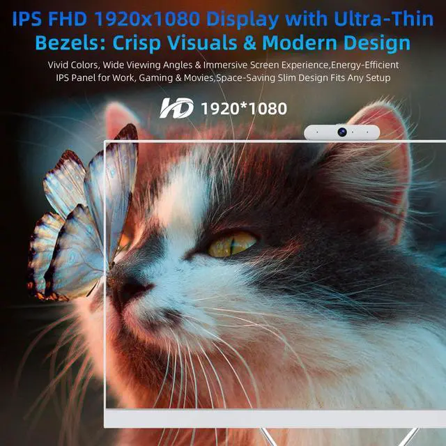 Alt view image 3 of 5 - 23.8" All in One Desktop Computer for Home Office,All in One Desktop PC,Celeron N100 Processor (Up to 3.40Ghz),4 Core,16GB RAM,512GB SSD,FHD IPS Display,WiFi 5 & BT 4.2,Keyboard & Mouse,Webcam,11 Home