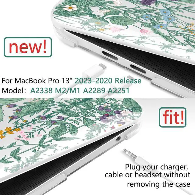 Alt view image 2 of 5 - TWOLSKOO Compatible with MacBook Pro 13 inch Case 2023-2016 A2338 M2/M1 A2251 A2289 A2159 A1989 A1706, Plastic Hard Shell Cover & Keyboard Skin & Screen Protector, Botanical Illustration