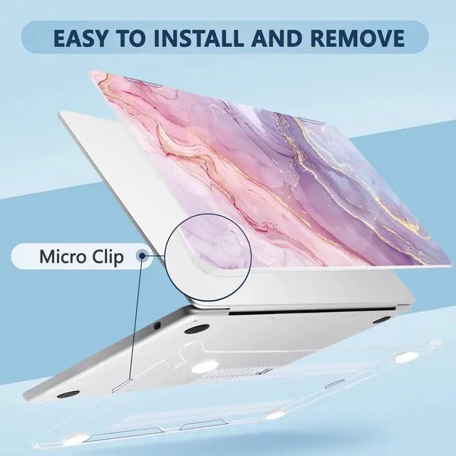 Alt view image 3 of 5 - MecBevia Compatible with MacBook Air 13.6 inch Case, M4 A3240/M3 A3113/M2 A2681 (Released 2025 to 2022), Hard Shell, Keyboard Cover, Screen Protector, Webcam Cover & Type-C Adapter, Pink Marble