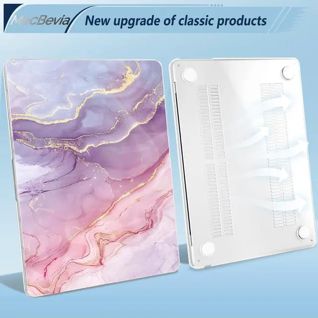 Alt view image 4 of 5 - MecBevia Compatible with MacBook Air 13.6 inch Case, M4 A3240/M3 A3113/M2 A2681 (Released 2025 to 2022), Hard Shell, Keyboard Cover, Screen Protector, Webcam Cover & Type-C Adapter, Pink Marble