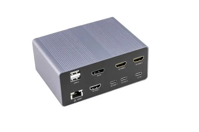 Alt view image 2 of 5 - Bytecc 19 in 1 Docking Station,2 Hosts and Quad Display Laptop USB Dock, 8K30Hz & Dual 4K60Hz USB Hub Dock 3 HDMI Adapter for Windows&MacOS, Incl 3 HDMI,DP,7 USB, PD3.0,RJ45,SD/TF, Audio (UC-1901P)