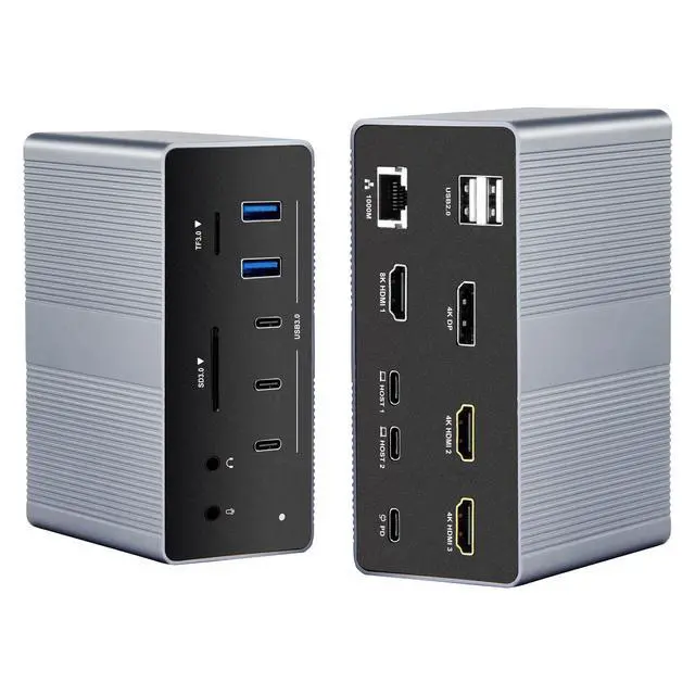 Alt view image 4 of 5 - Bytecc 19 in 1 Docking Station,2 Hosts and Quad Display Laptop USB Dock, 8K30Hz & Dual 4K60Hz USB Hub Dock 3 HDMI Adapter for Windows&MacOS, Incl 3 HDMI,DP,7 USB, PD3.0,RJ45,SD/TF, Audio (UC-1901P)