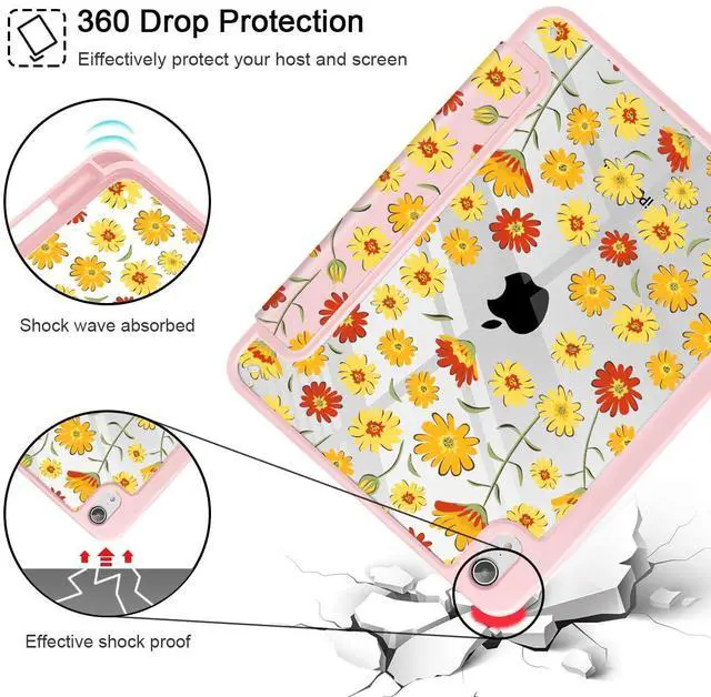 Alt view image 5 of 5 - May Chen Slim Case for iPad mini 7 (A17 Pro, 7th Generation) 2024 / iPad mini 6 (6th Gen) 8.3 Inch, [Built-in Pencil Holder] Shockproof Cover Clear Clear Back Shell Auto Wake/Sleep, Ditsy Floral