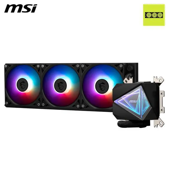 Alt view image 2 of 5 - MSI MAG CORELIQUID I360 AIO CPU Liquid Cooler - Enlarged Copper Cold Plate, ARGB Blockhead & LDB Fans, Dual-Chamber Water Block, Split-Flow Radiator, Mystic Light Supported - Intel & AMD Compatible