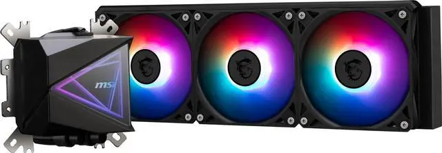 Alt view image 4 of 5 - MSI MAG CORELIQUID I360 AIO CPU Liquid Cooler - Enlarged Copper Cold Plate, ARGB Blockhead & LDB Fans, Dual-Chamber Water Block, Split-Flow Radiator, Mystic Light Supported - Intel & AMD Compatible