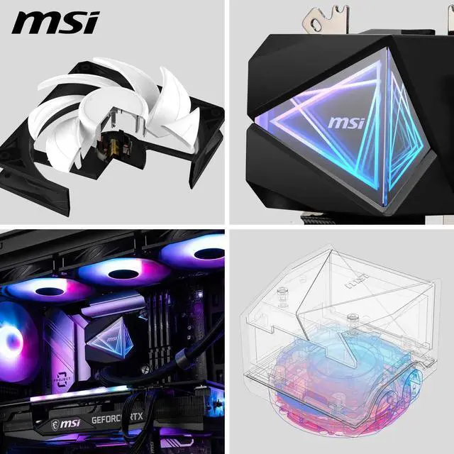Alt view image 5 of 5 - MSI MAG CORELIQUID I360 AIO CPU Liquid Cooler - Enlarged Copper Cold Plate, ARGB Blockhead & LDB Fans, Dual-Chamber Water Block, Split-Flow Radiator, Mystic Light Supported - Intel & AMD Compatible
