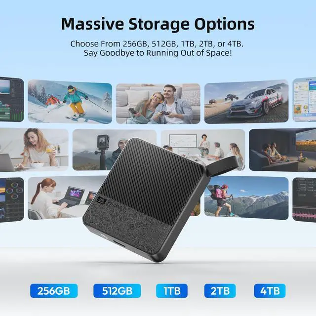 Alt view image 4 of 5 - SAN ZANG MASTER Portable SSD 1 TB, External Solid State Drive, Up to 560MB/s, Durable Storage for Photos, Games, Files