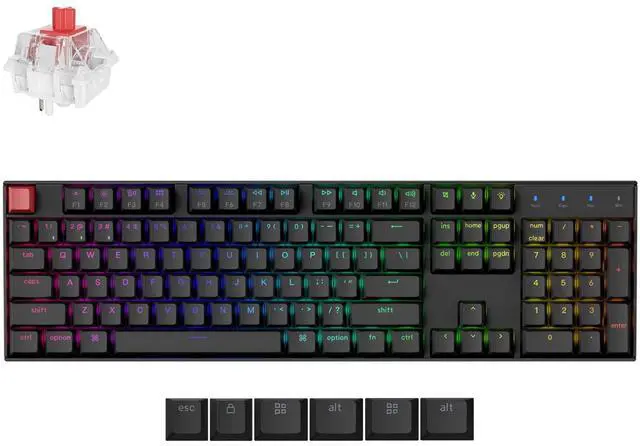 Main image of Keychron K10 Full Size Layout Bluetooth Wireless/USB Wired Mechanical Gaming Keyboard for Mac with Keychron Super Red Switch/RGB Backlight 104 Keys Computer Keyboard for Windows Laptop(Version 2)