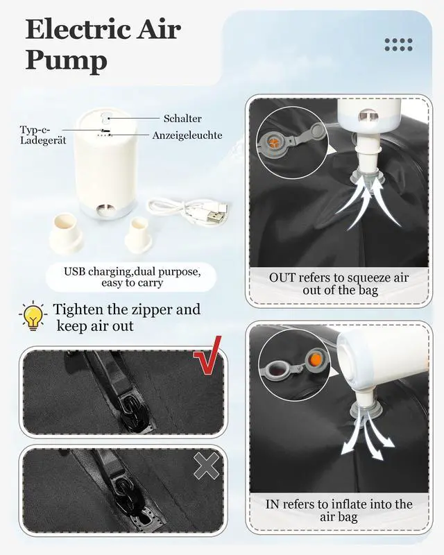 Alt view image 4 of 5 - Large Vacuum Travel Backpack Air Vacpack Vacuum Compression Seal Bags with Pump Flight Approved Carry on Luggage Personal item Travel Bag Laptop Backpack with Shoe Compartment Grey Brown