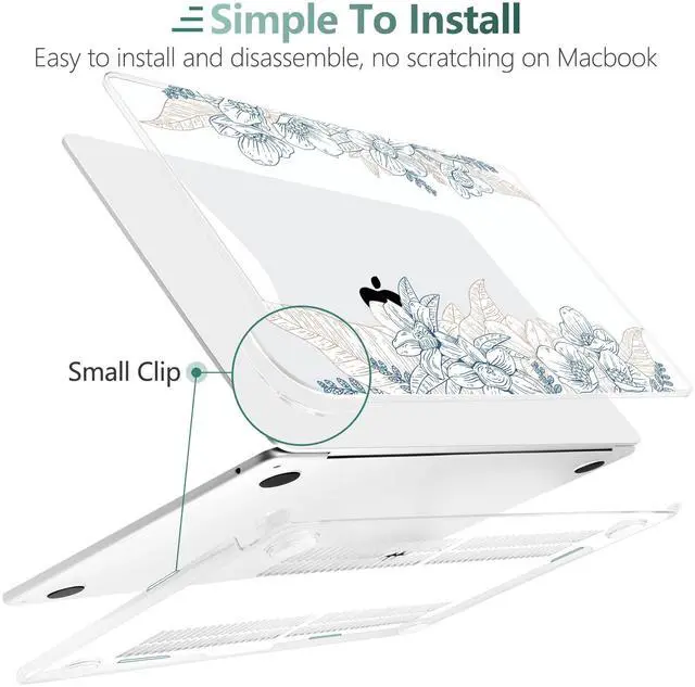 Alt view image 4 of 5 - TWOLSKOO for MacBook Air 13 inch Case M4 A3240 M3 A3113 M2 A2681 2025 2024 2022 Plastic Hard Shell, Keyboard Cover, Type C Adapter, Screen Protector for MacBook Air 13.6 inch, Engraved Sketch